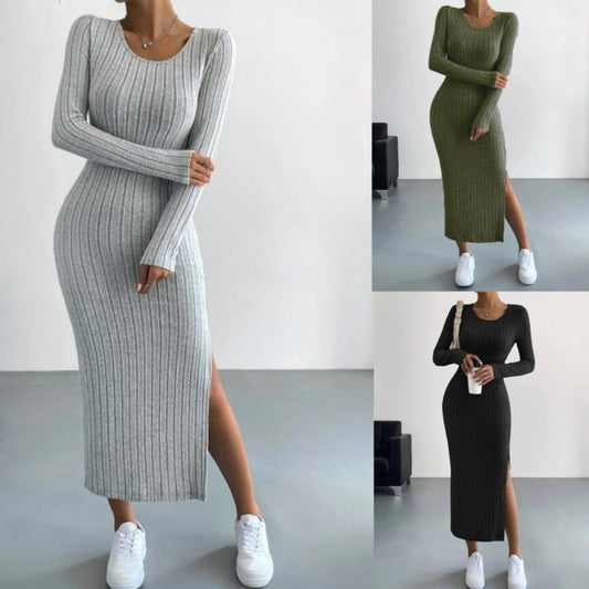 Women's  Long Sleeve Maxi Dress Crew Neck Trendy Loose Casual Dresses