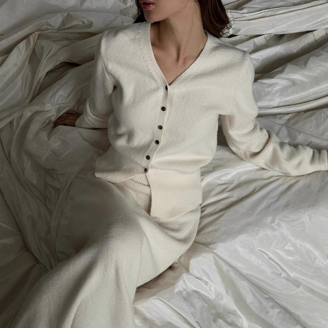 Sweater Skirt Sets Women 2 Piece Outfits Button Down Cardigan Maxi Skirt Sets Fall Loungewear