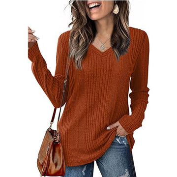 Womens Long Sleeve Tops V Neck Shirts Lightweight Tunic Sweaters Fashion