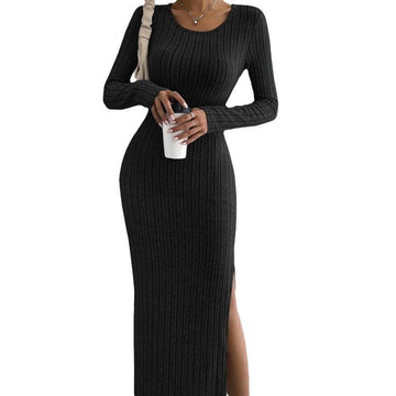 Women's  Long Sleeve Maxi Dress Crew Neck Trendy Loose Casual Dresses